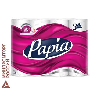 {{photo.Alt || photo.Description || 'Бумага туалетная бытовая, спайка 12 шт., 3-слойная (12х16,8 м), PAPIA, белая, 5080722'}}