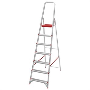 {{photo.Alt || photo.Description || 'Стремянка алюминиевая 7 стандартных ступеней 9 см, площадка 1,5 м, нагрузка 225 кг, вес 7 кг, НОВАЯ ВЫСОТА, 3110107'}}