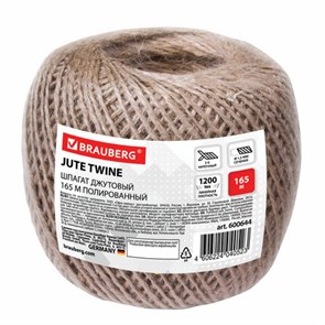 {{photo.Alt || photo.Description || 'Шпагат джутовый банковский полированный, длина 165 м, диаметр 1,5 мм, линейная плотность 1200 текс, BRAUBERG, 600644'}}