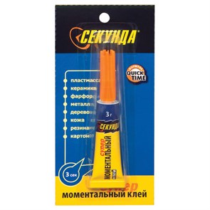 {{photo.Alt || photo.Description || 'Клей моментальный СЕКУНДА, 3 г, отрывная мультикарта, 403-103'}}