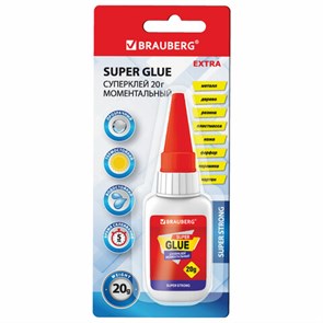 {{photo.Alt || photo.Description || 'Клей моментальный ультрапрочный суперклей BRAUBERG EXTRA, 20 г, МАКСИМАЛЬНЫЙ ОБЪЕМ, 608101'}}