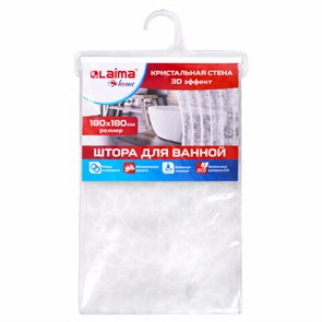 {{photo.Alt || photo.Description || 'Штора для ванной комнаты CRYSTAL WALL с 3D-эффектом водонепроницаемая, 180х180 см, LAIMA HOME, 608451'}}