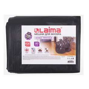 {{photo.Alt || photo.Description || 'Мешки для мусора 200 л, черные, в пачке 20 шт., особо прочные, ПВД 50 мкм, 90х130 см, LAIMA'}}