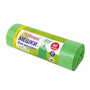 {{photo.Alt || photo.Description || 'Мешки для мусора биоразлагаемые 60 л, зеленые, рулон 20 шт., ПНД 15 мкм, 60х70 см, ЛЮБАША, 608099'}}