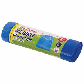 {{photo.Alt || photo.Description || 'Мешки для мусора с завязками 35 л, синие, в рулоне 30 шт., ПНД 13 мкм, 48х52 см, ЛЮБАША, 608095'}}