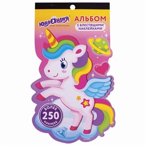 {{photo.Alt || photo.Description || 'Альбом со сверкающими наклейками &quot;Единороги&quot;, 4 листа, более 250 шт., склейка, ЮНЛАНДИЯ, 662698'}}