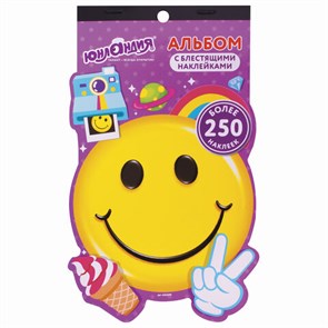 {{photo.Alt || photo.Description || 'Альбом со сверкающими наклейками &quot;Смайлики&quot;, 4 листа, более 250 шт., склейка, ЮНЛАНДИЯ, 662699'}}