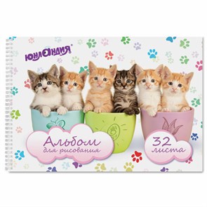 {{photo.Alt || photo.Description || 'Альбом для рисования, А4, 32 листа, гребень, обложка картон, ЮНЛАНДИЯ, 205х290 мм, &quot;Котики&quot; (1 вид), 105077'}}