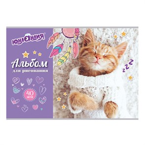 {{photo.Alt || photo.Description || 'Альбом для рисования, А4, 40 листов, скоба, обложка картон, ЮНЛАНДИЯ, 202х285 мм, &quot;Кот в свитере&quot; (1 вид), 105091'}}