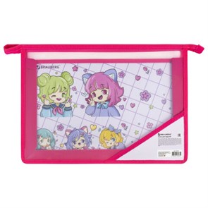 {{photo.Alt || photo.Description || 'Папка для труда BRAUBERG А4, 2 отделения, пластик, молния сверху, органайзер, &quot;Anime party&quot;, 272214'}}