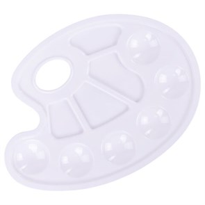 {{photo.Alt || photo.Description || 'Палитра для рисования ПИФАГОР белая, овальная, 6 ячеек для красок и 4 ячейки для смешивания, 227805'}}