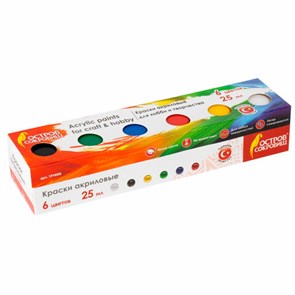 {{photo.Alt || photo.Description || 'Краски акриловые для рисования и хобби ОСТРОВ СОКРОВИЩ 6 цветов по 25 мл, 191688'}}