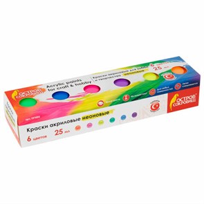 {{photo.Alt || photo.Description || 'Краски акриловые НЕОН для рисования и хобби ОСТРОВ СОКРОВИЩ 6 цветов по 25 мл, 191692'}}