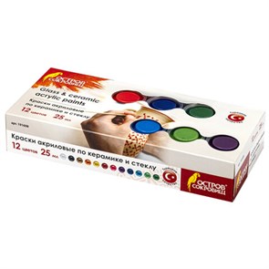 {{photo.Alt || photo.Description || 'Краски акриловые по керамике и стеклу ОСТРОВ СОКРОВИЩ 12 цветов по 25 мл, 191698'}}