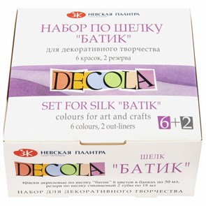 {{photo.Alt || photo.Description || 'Краски по ткани акриловые &quot;Декола&quot; &quot;Батик по шелку&quot;, НАБОР 6 цветов по 50 мл + резерв 2 тубы по 18 мл, 4441448'}}