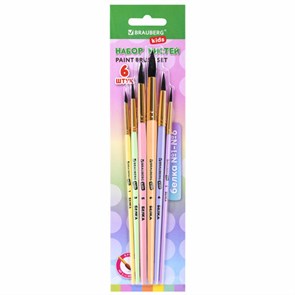 {{photo.Alt || photo.Description || 'Кисти БЕЛКА набор 6 шт. (круглые № 1, 2, 3, 4, 5, 6), блистер, BRAUBERG KIDS, 201083'}}