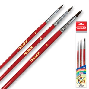 {{photo.Alt || photo.Description || 'Кисти ПИФАГОР, набор 3 шт. (ПОНИ: круглые № 2, 3, 4), пакет с европодвесом, 200227'}}