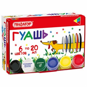 {{photo.Alt || photo.Description || 'Гуашь ПИФАГОР &quot;ВЕСЕЛАЯ ТАКСА&quot;, 6 цветов по 20 мл, 192378'}}