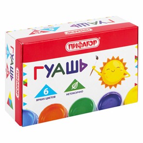 {{photo.Alt || photo.Description || 'Гуашь ПИФАГОР &quot;СОЛНЫШКО&quot;, 6 цветов по 25 мл, 192645'}}