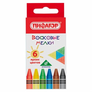 {{photo.Alt || photo.Description || 'Восковые мелки ПИФАГОР &quot;СОЛНЫШКО&quot;, НАБОР 6 цветов, 227278'}}