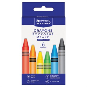 {{photo.Alt || photo.Description || 'Восковые мелки трехгранные утолщенные BRAUBERG &quot;АКАДЕМИЯ&quot;, НАБОР 6 цветов, 227286'}}