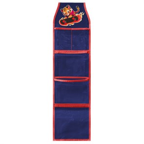 Кармашки-органайзер в шкафчик для детского сада BRAUBERG KIDS, крепление на липучке, наклейки-подсказки, 24х88 см, 