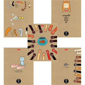 {{photo.Alt || photo.Description || 'Тетрадь А5 48л. HATBER скоба, клетка, обложка крафт, &quot;На мягких лапках&quot; (микс в спайке), 066340, 48Т5В1'}}