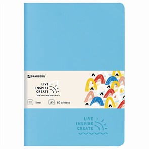 {{photo.Alt || photo.Description || 'Тетрадь 60 л. в линию обложка кожзам SoftTouch, сшивка, B5 (179х250мм), ГОЛУБОЙ, BRAUBERG RAINBOW, 403886'}}