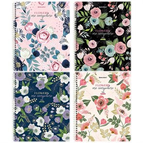 {{photo.Alt || photo.Description || 'Тетрадь А5 96 л. BRAUBERG, гребень, клетка, твёрдая обложка, &quot;Flowers&quot; (микс в спайке), 404444'}}