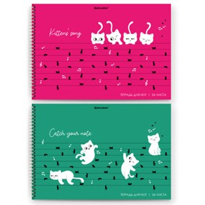 {{photo.Alt || photo.Description || 'Тетрадь для нот А4, 24 л, обложка мелованный картон, горизонтальная, на гребне, BRAUBERG, &quot;Котики&quot;, 404641'}}