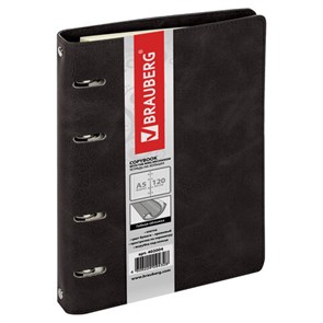 {{photo.Alt || photo.Description || 'Тетрадь на кольцах А5 (180х220 мм), 120 листов, под кожу, клетка, BRAUBERG &quot;Main&quot;, черный, 402004'}}