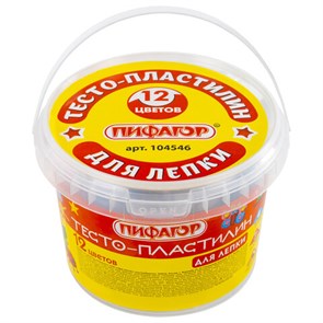 {{photo.Alt || photo.Description || 'Пластилин на растительной основе (тесто для лепки) ПИФАГОР, 12 цветов, 360 г, пластиковое ведро, 104546'}}