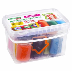 {{photo.Alt || photo.Description || 'Пластилин-тесто для лепки BRAUBERG KIDS, 12 цветов., 600 г, 6 формочек, 1 скалка, ведерко, 106721'}}