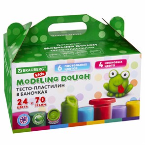 {{photo.Alt || photo.Description || 'Пластилин-тесто для лепки BRAUBERG KIDS, 24 цвета, 1680 г, крышки-штампики, сундучок, 106722'}}