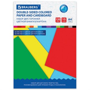 {{photo.Alt || photo.Description || 'Набор цветного картона и бумаги А4 ТОНИРОВАННЫХ В МАССЕ, 60+60 л., 15 цв., BRAUBERG, &quot;Творчество&quot;, 115088'}}