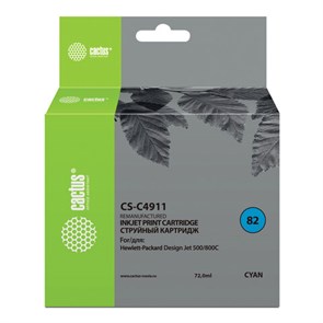 Картридж струйный CACTUS (CS-C4911) для плоттеров HP DesignJet 500/510/800, голубой 361863