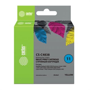 Картридж струйный CACTUS (CS-C4838) для HP DesignJet 70/100/110/120, желтый 361898