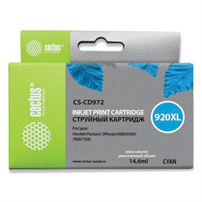 Картридж струйный CACTUS (CS-CD972) для HP Officejet 6000/6500/7000, голубой 361845