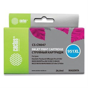 Картридж струйный CACTUS (CS-CN047) для HP OfficeJet 8100/ 8600, пурпурный 361856