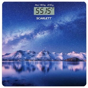 Весы напольные SCARLETT SC-BS33E022, электронные, вес до 180 кг, квадратные, стекло, звездное небо 457198