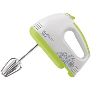 {{photo.Alt || photo.Description || 'Миксер SCARLETT SC-HM40S05, 300Вт, 7 скоростей, 2 венчика, 2 крюка для теста, белый'}}