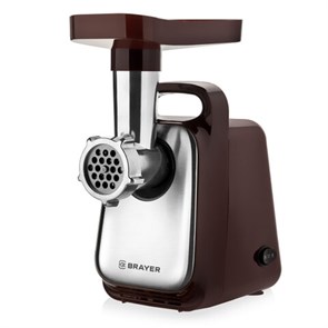 {{photo.Alt || photo.Description || 'Мясорубка BRAYER BR1601, 1300 Вт, производительность 1,5 кг/мин, металлический шнек, реверс, пластик, коричневая/серебро'}}