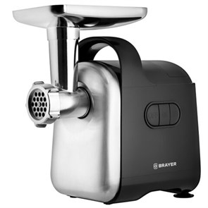 {{photo.Alt || photo.Description || 'Мясорубка BRAYER BR1602, 2000 Вт, производительность 2 кг/мин, металлический шнек, реверс, пластик, черная/серебро'}}