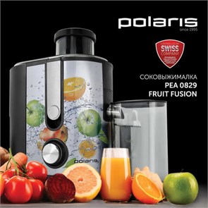 {{photo.Alt || photo.Description || 'Соковыжималка POLARIS PEA 0829 Fruit Fusion, 800 Вт, стакан 0,35 л, емкость жмыха 1 л, пластик, сталь/черный, 15935'}}