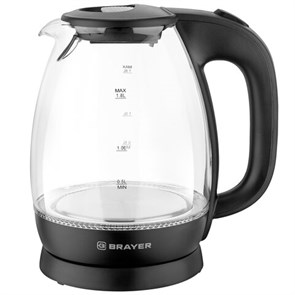 {{photo.Alt || photo.Description || 'Чайник BRAYER BR1026, 1,8 л, 2200 Вт, закрытый нагревательный элемент, стекло, черный'}}