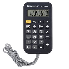 {{photo.Alt || photo.Description || 'Калькулятор карманный со шнурком BRAUBERG DC-109-BK (61x110 мм), 8 разрядов, ЧЕРНЫЙ, 272642'}}