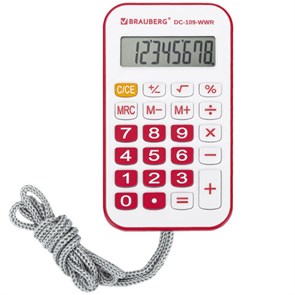 {{photo.Alt || photo.Description || 'Калькулятор карманный со шнурком BRAUBERG DC-109-WWR (61x110 мм), 8 разрядов, БЕЛЫЙ/КРАСНЫЙ, 272644'}}