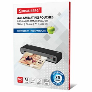 {{photo.Alt || photo.Description || 'Пленки-заготовки для ламинирования А4, КОМПЛЕКТ 100 шт., 75 мкм, BRAUBERG, 530800'}}