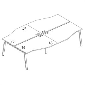 Станция на каркасе TRE со столами Техно 4х160 204411