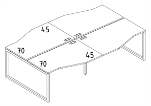 Рабочая станция столы Техно (4х140) каркас QUATTRO 204507
